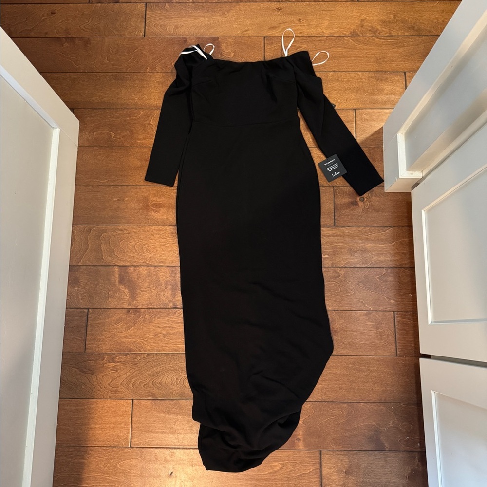 Lulus Stunning Excellence Black Off-the-shoulder Maxi Dress - Size S - Picture 2 of 2